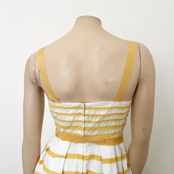 [Anthropologie] Moulinette Soeurs Golden Yellow Striped Fit & Flare Dress Size 4 - Picture 5 of 12